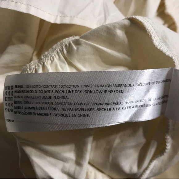 NWT $160 Anthropologie EN SAISON Creme Ruffled Square Neck Mini Dress Sz Medium - Picture 15 of 15